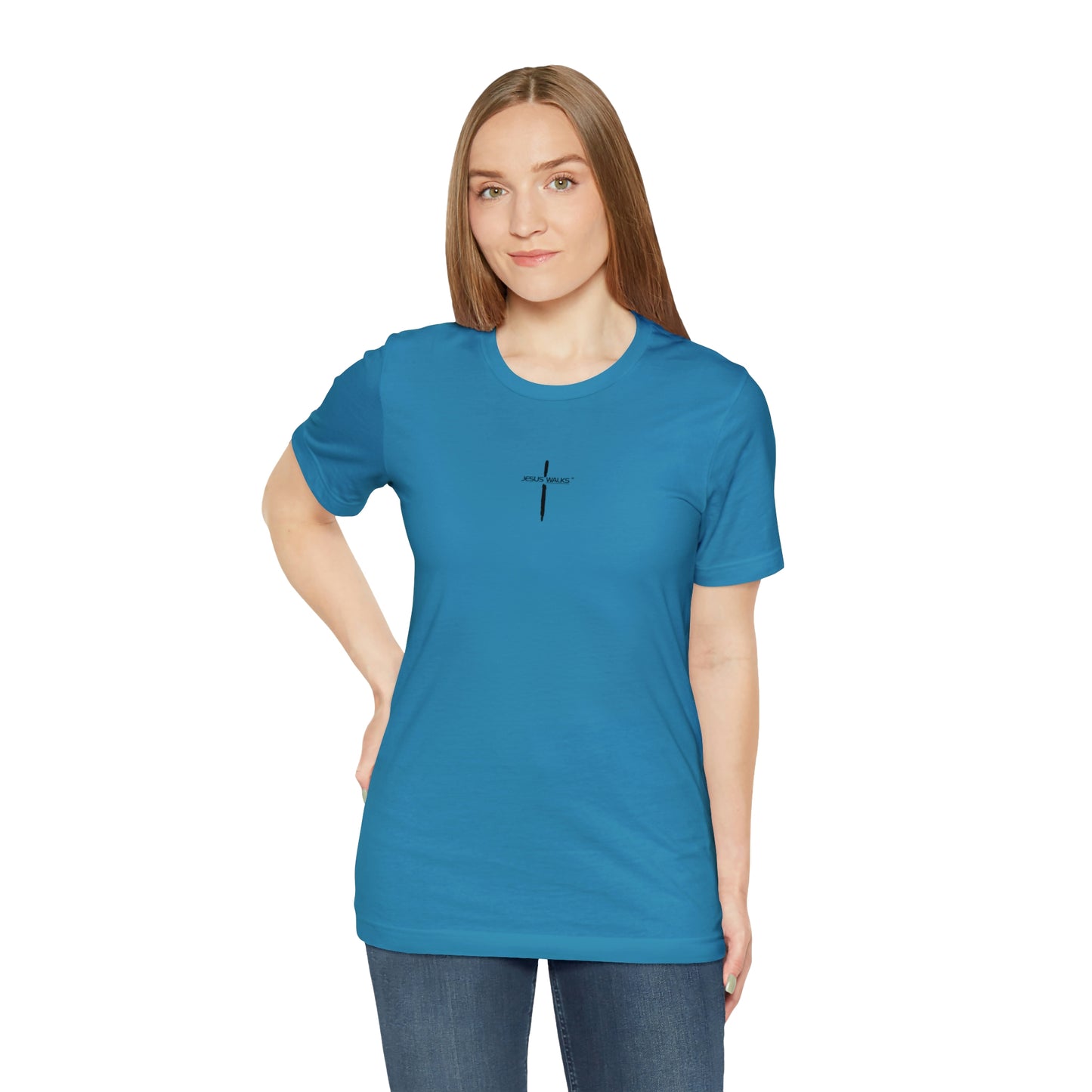 Jesus Walks Center Cross Short Sleeve Tee
