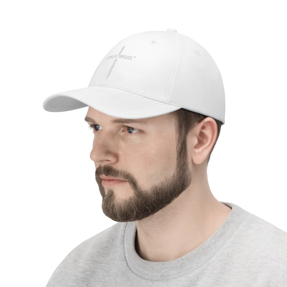 jesus-walks-unisex-cross-twill-hat. jpg