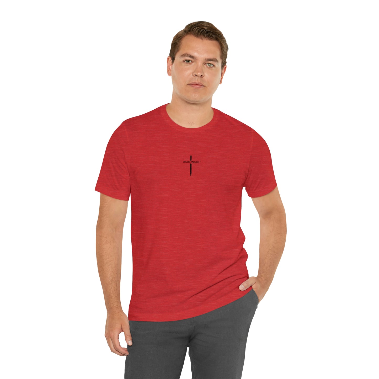 Jesus Walks Center Cross Short Sleeve Tee