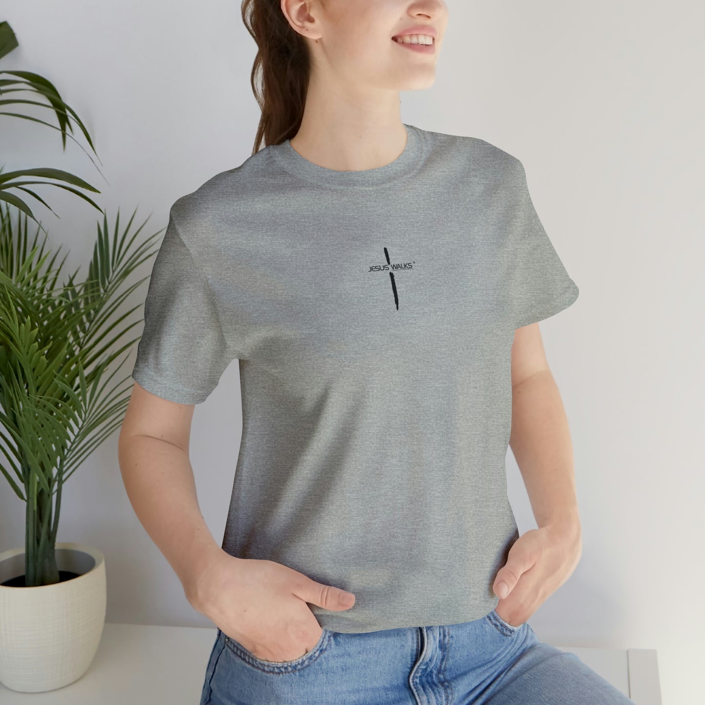 Jesus Walks Center Cross Short Sleeve Tee