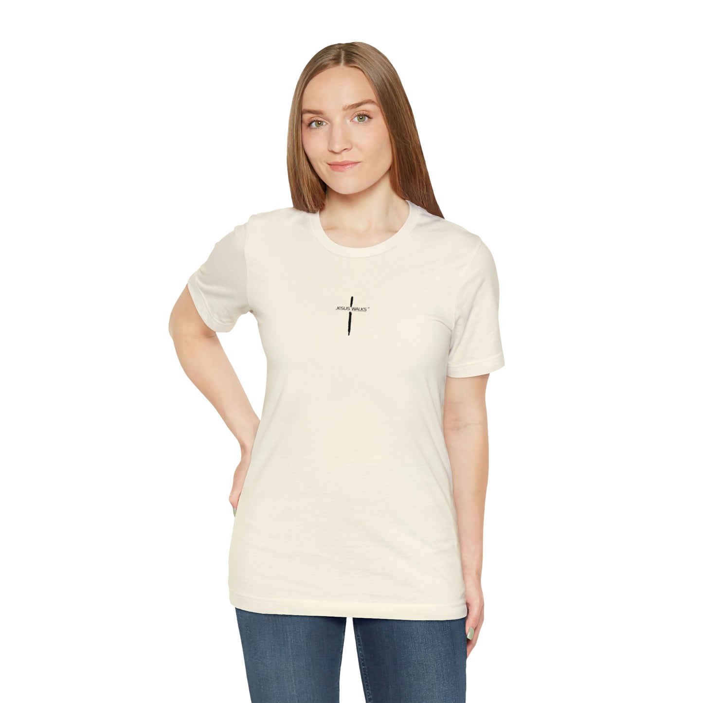 Jesus Walks Center Cross Short Sleeve Tee