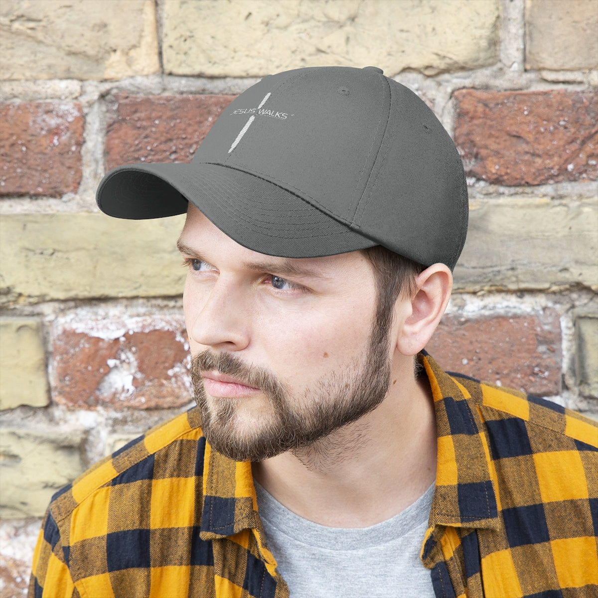 jesus-walks-unisex-cross-twill-hat. jpg