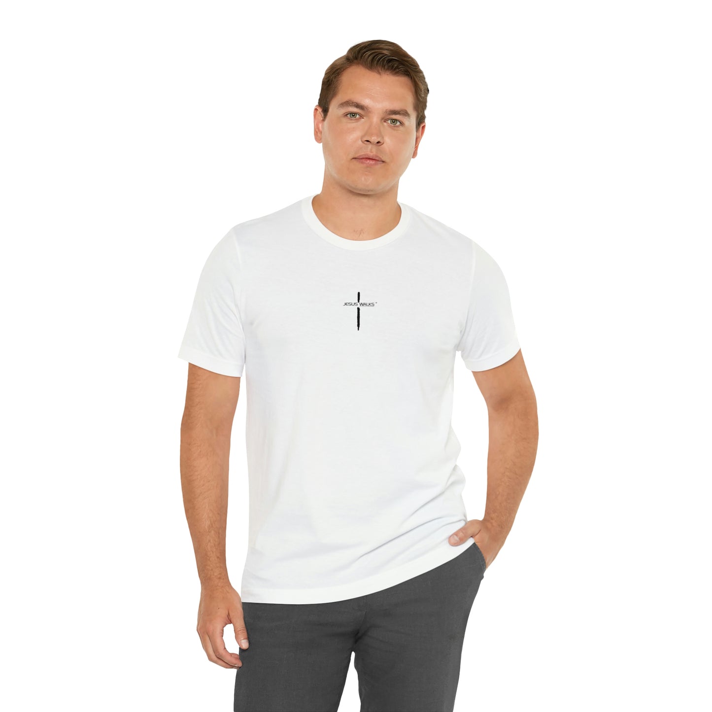 Jesus Walks Center Cross Short Sleeve Tee