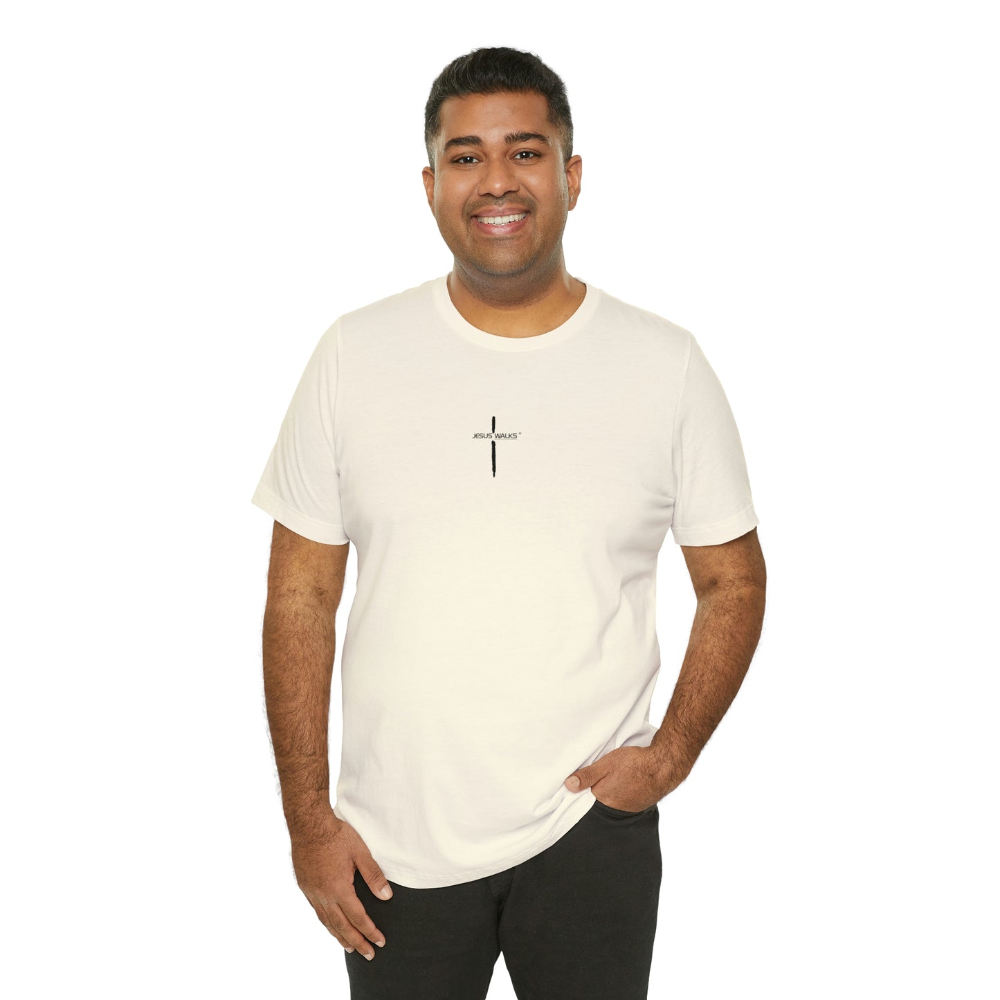 Jesus Walks Center Cross Short Sleeve Tee