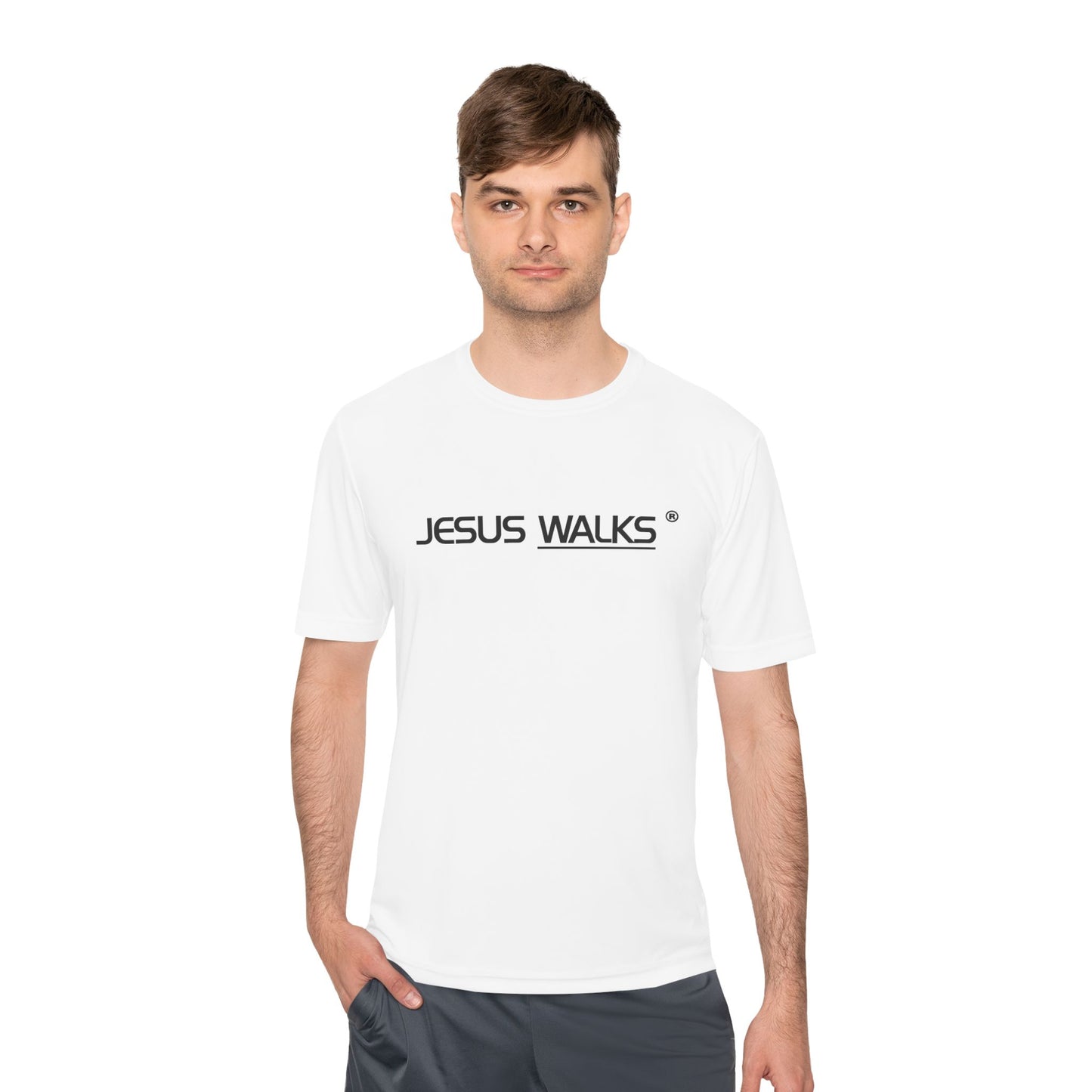 Jesus Walks Moisture Wicking Tee - Unisex Athletic Shirt