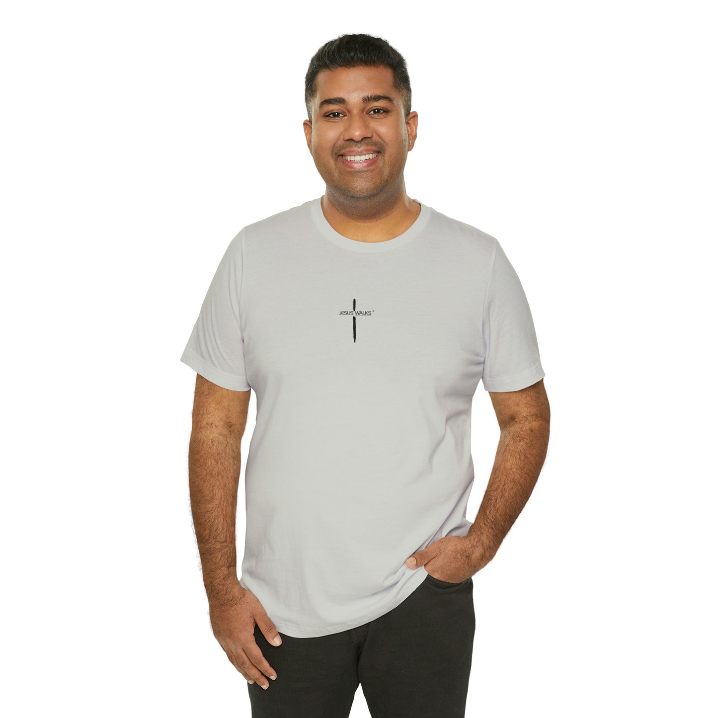 Jesus Walks Center Cross Short Sleeve Tee