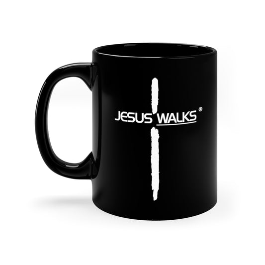 Jesus Walks 11oz Black Mug
